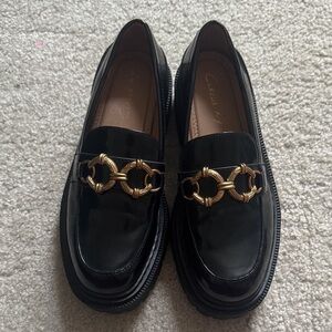 Circus by Sam Edelman Black Loafers with Gold Accent